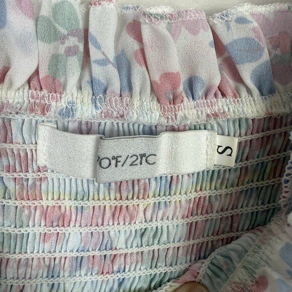 70°F/21°C Women's Puffy Sleeve Princess Tulle Mini Dress Size S Coquette Floral - Picture 8 of 11